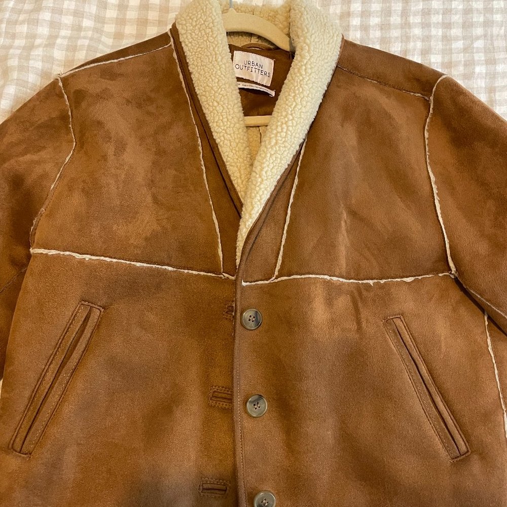 UO Faux Suede Sherpa Bomber Jacket sz XS